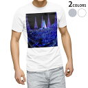 Tシャツ メンズ 半袖 ホワイト グレー デザイン S M L XL 2XL Tシャツ ティーシャツ T shirt 012700 夜景 イルミネーション 景色