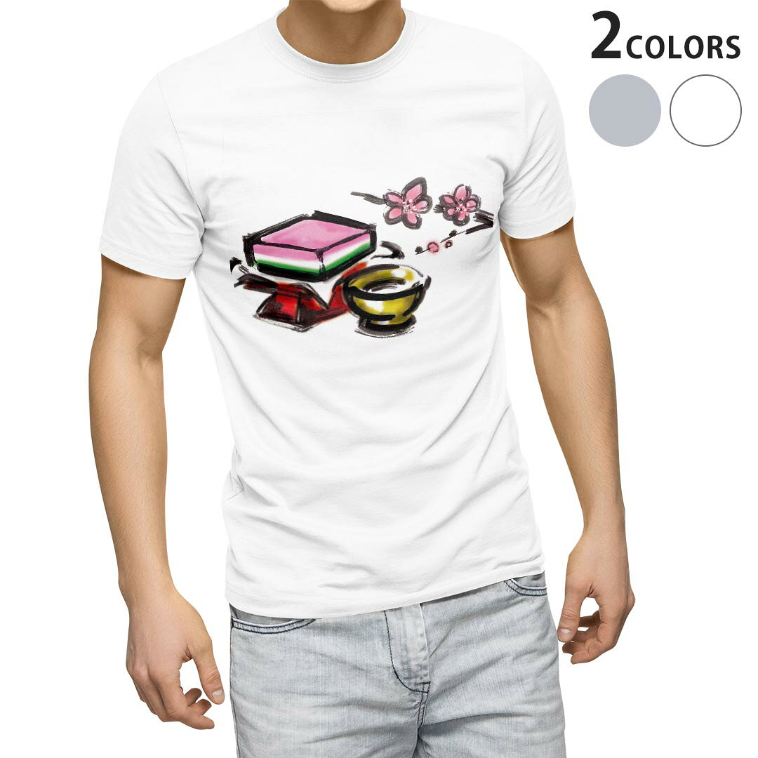 Tシャツ メンズ 半袖 ホワイト グレー デザイン S M L XL 2XL Tシャツ ティーシャツ T shirt 012851 ひな祭り 桃の花 節句