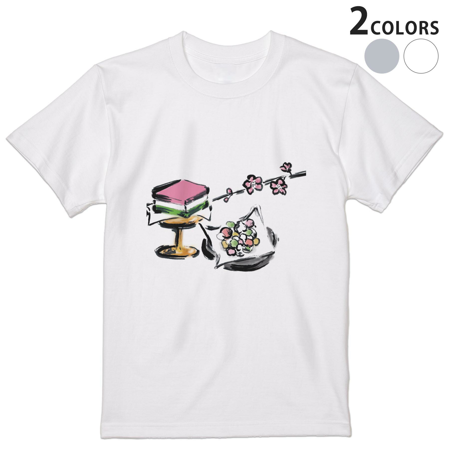 Tシャツ メンズ 半袖 ホワイト グレー デザイン S M L XL 2XL Tシャツ ティーシャツ T shirt 012852 ひな祭り 桃の花 節句