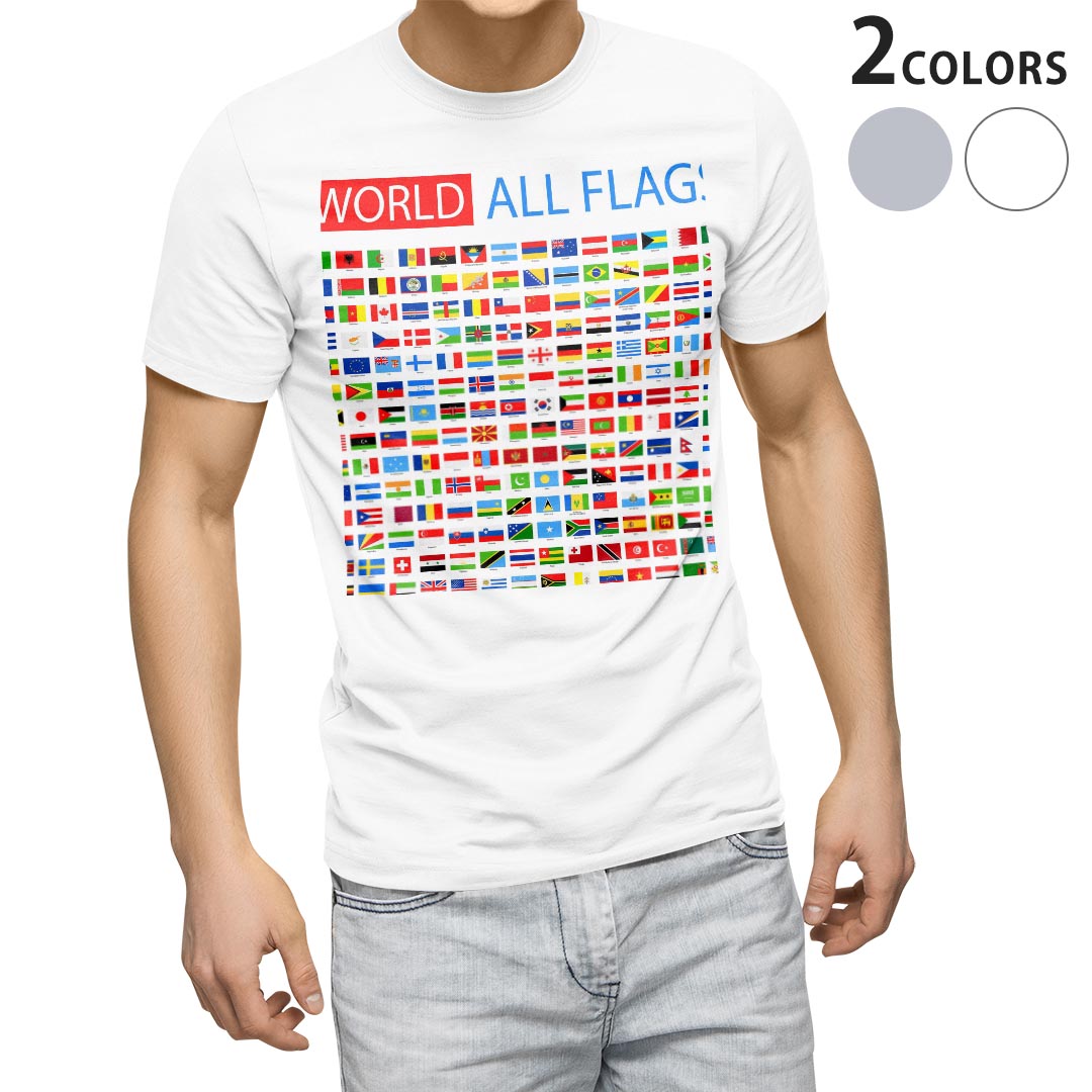 Tシャツ メンズ 半袖 ホワイト グレー デザイン S M L XL 2XL Tシャツ ティーシャツ T shirt 012911 国旗　世界　英字