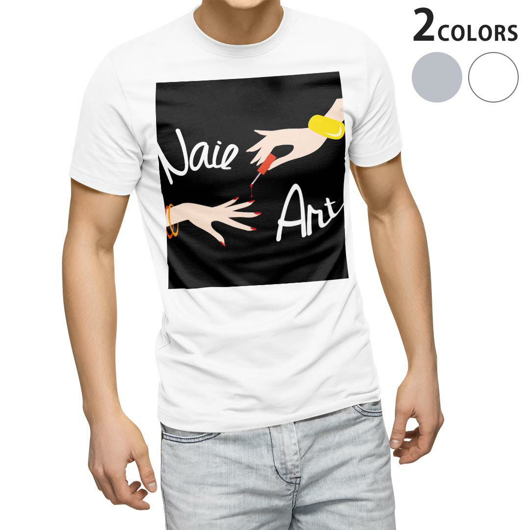 Tシャツ メンズ 半袖 ホワイト グレー デザイン S M L XL 2XL Tシャツ ティーシャツ T shirt 012989 ネイル 手 英語