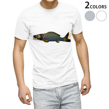 tシャツ メンズ 半袖 ホワイト グレー デザイン XS S M L XL 2XL Tシャツ ティーシャツ T shirt 013188 鯉　魚　こいのぼり