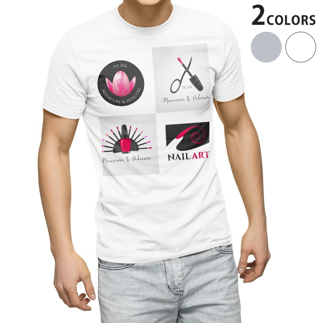 Tシャツ メンズ 半袖 ホワイト グレー デザイン S M L XL 2XL Tシャツ ティーシャツ T shirt 013254 ネイル メイク ピンク