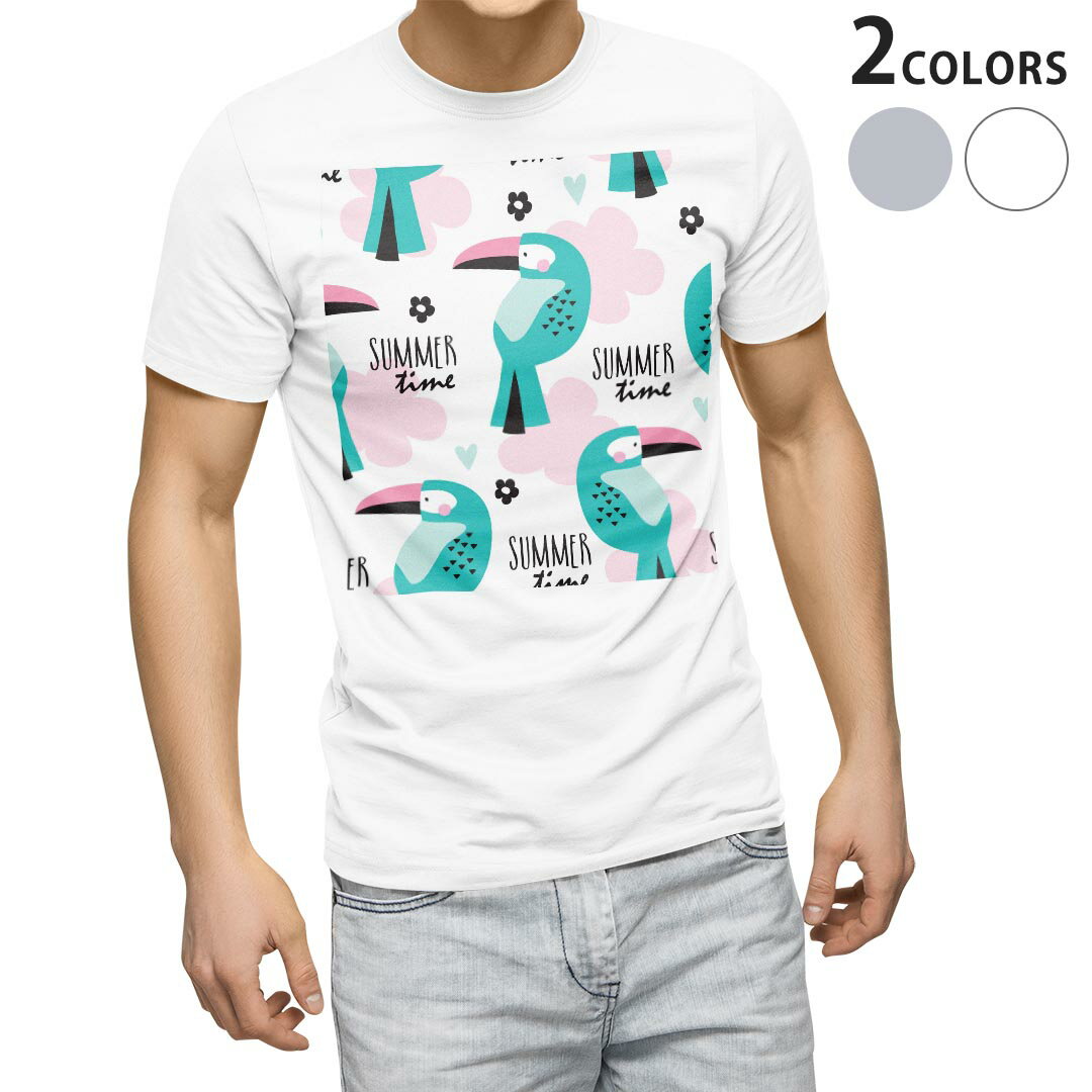Rakuten - Tシャツ メンズ 半袖 ホワイト グレー デザイン S M L XL 2XL Tシャツ ティーシャツ T shirt 013395 鳥　夏　英字