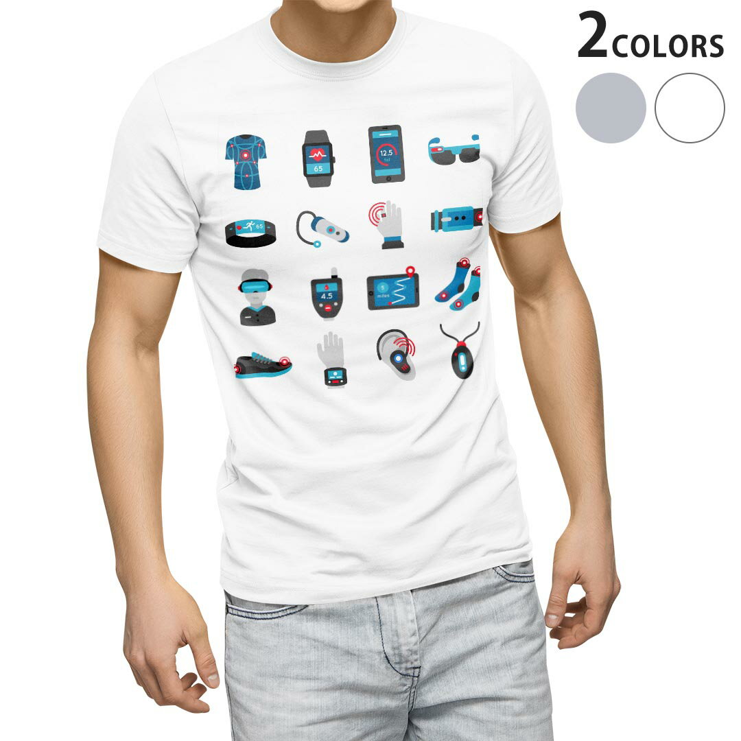 Tシャツ メンズ 半袖 ホワイト グレー デザイン S M L XL 2XL Tシャツ ティーシャツ T shirt 013489 機械　時計　デジタル