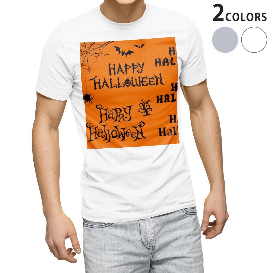 Tシャツ メンズ 半袖 ホワイト グレー デザイン S M L XL 2XL Tシャツ ティーシャツ T shirt 013622 ハロウィン　おばけ　蜘蛛 kabekore-10494431 kabeコレ パッケージ画像