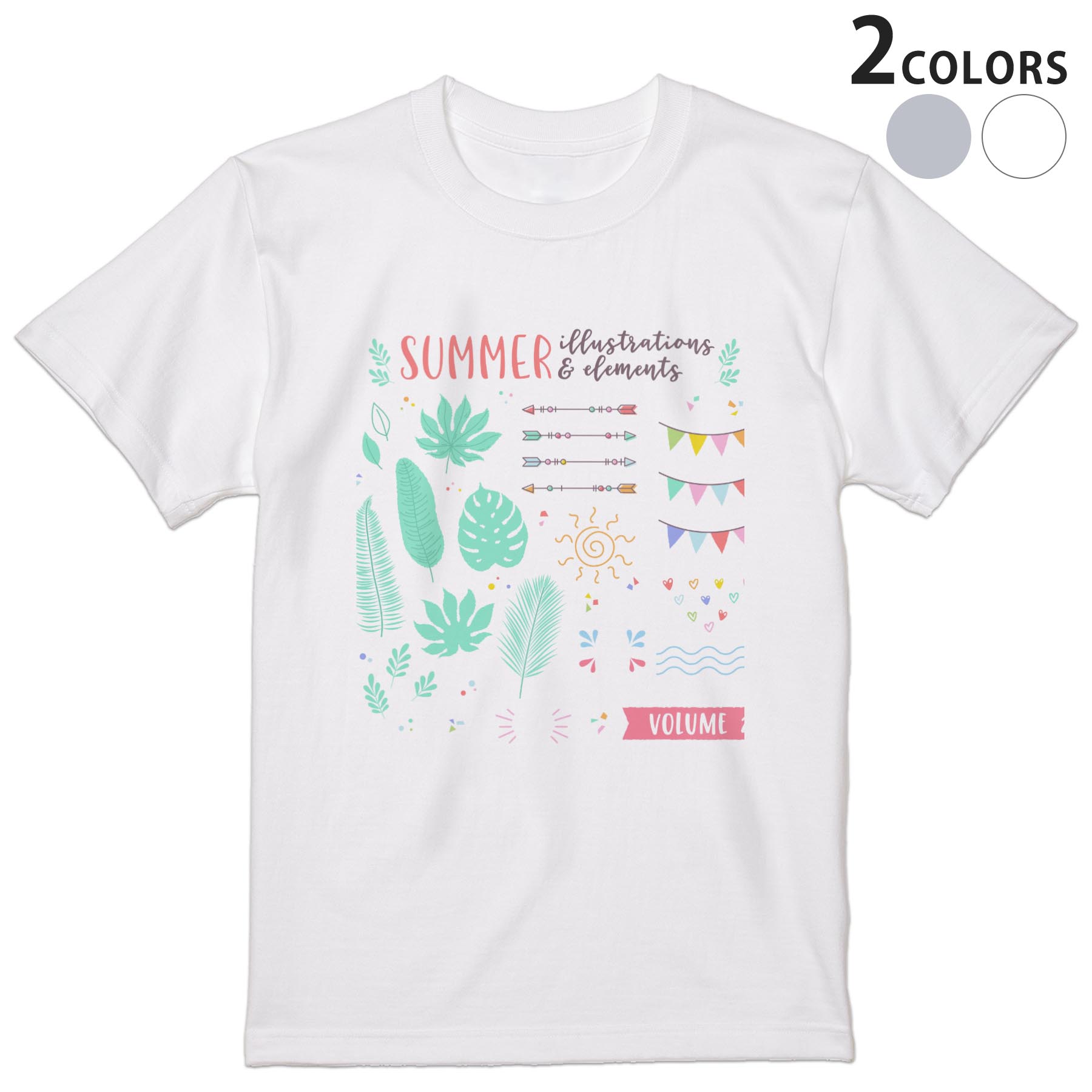 Tシャツ メンズ 半袖 ホワイト グレー デザイン S M L XL 2XL Tシャツ ティーシャツ T shirt 013958 夏 リーフ カラフル