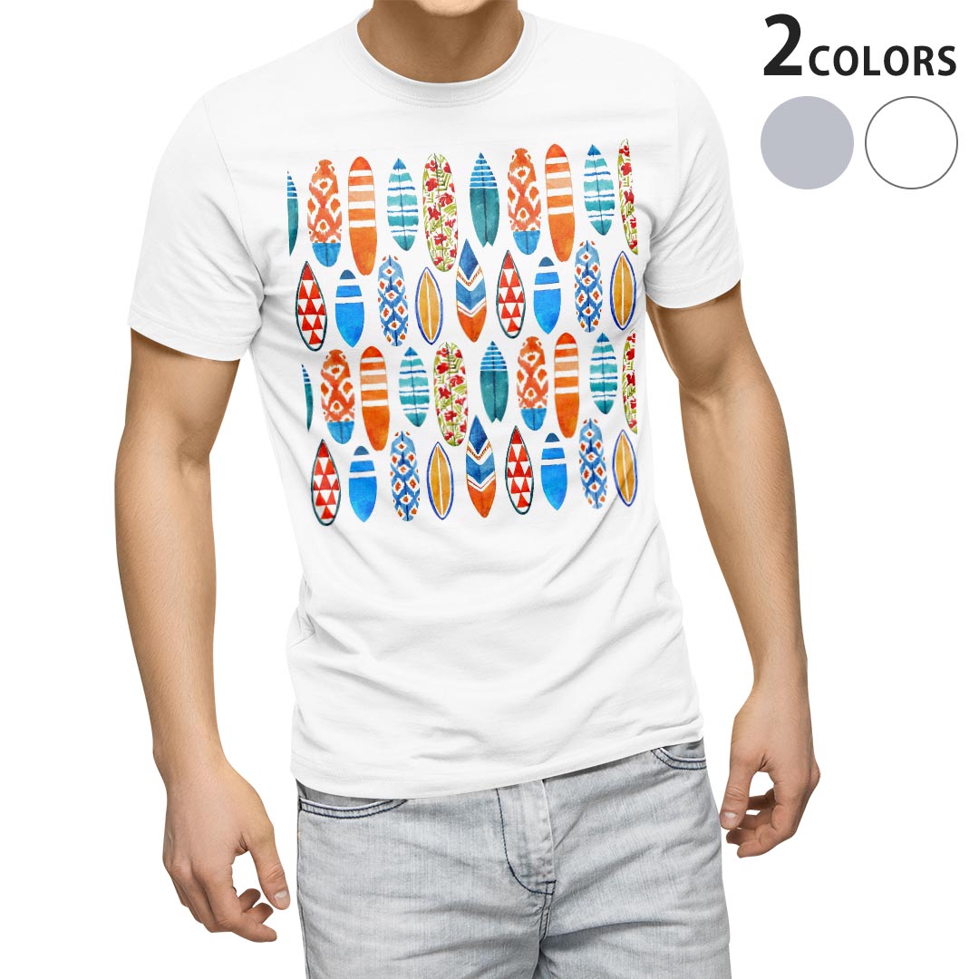 Tシャツ メンズ 半袖 ホワイト グレー デザイン S M L XL 2XL Tシャツ ティーシャツ T shirt 014007 サーフィン 海 ボード