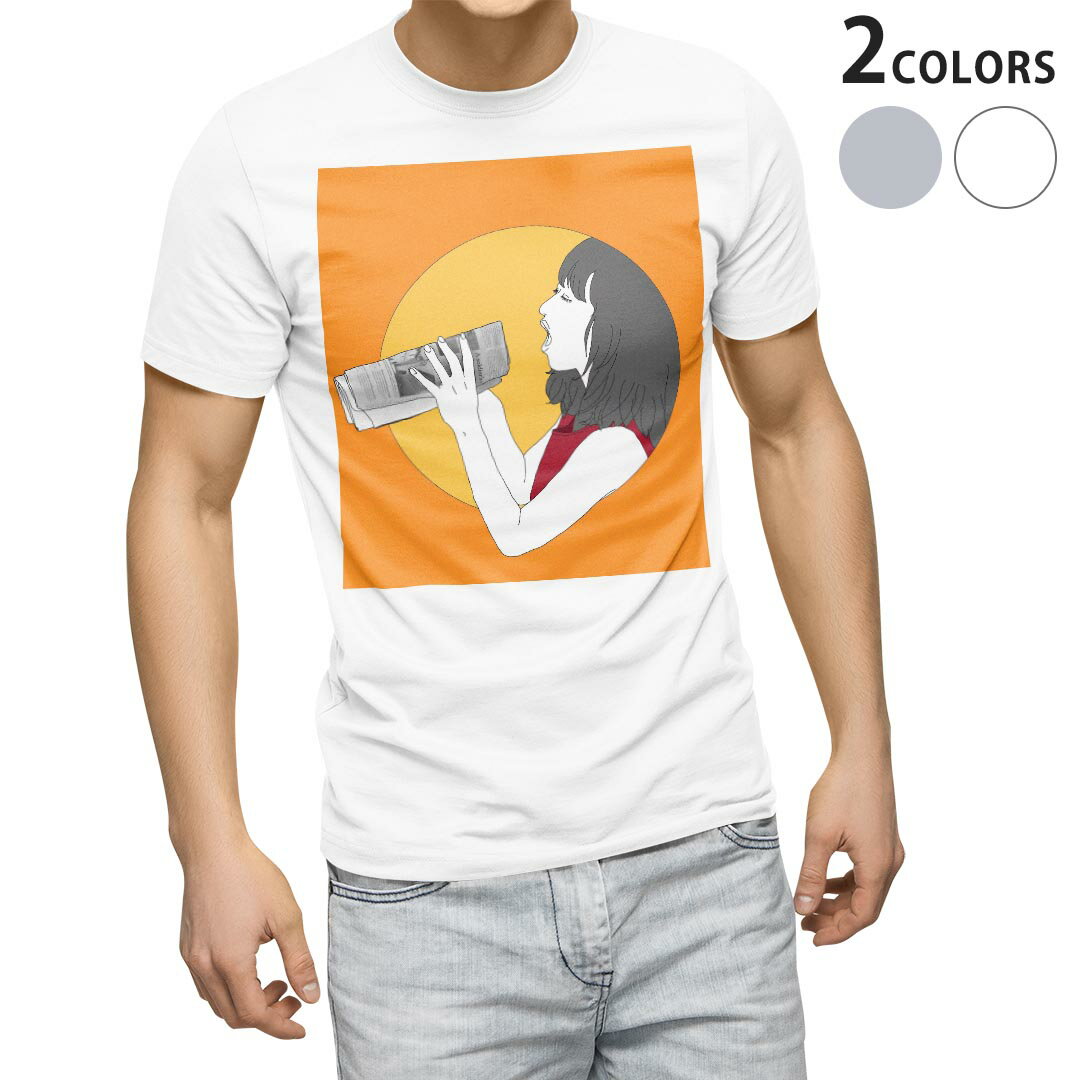 Rakuten - Tシャツ メンズ 半袖 ホワイト グレー デザイン S M L XL 2XL Tシャツ ティーシャツ T shirt 014026 人物　オレンジ