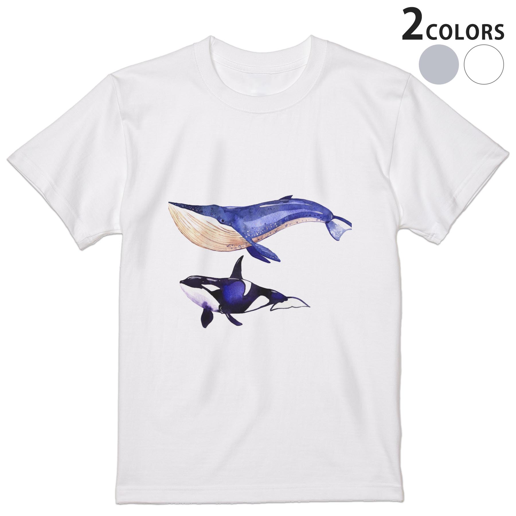 Tシャツ メンズ 半袖 ホワイト グレー デザイン S M L XL 2XL Tシャツ ティーシャツ T shirt 014703 海　イルカ　クジラ