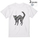 Tシャツ メンズ 半袖 ホワイト グレー デザイン S M L XL 2XL Tシャツ ティーシャツ T shirt 014712 ハロウィン 黒猫