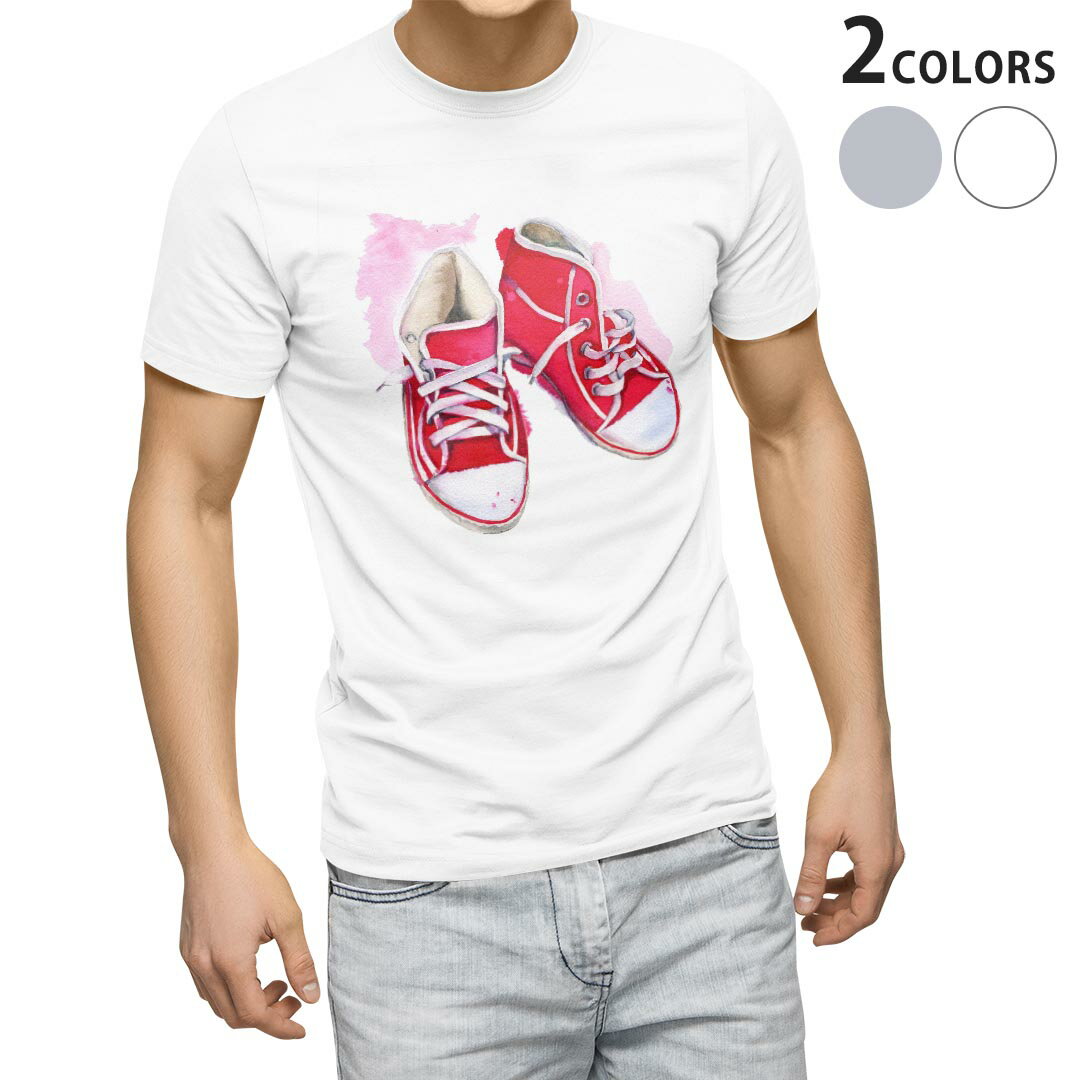 楽天kabeコレTシャツ メンズ 半袖 ホワイト グレー デザイン S M L XL 2XL Tシャツ ティーシャツ T shirt 014765 靴　スニーカー　赤