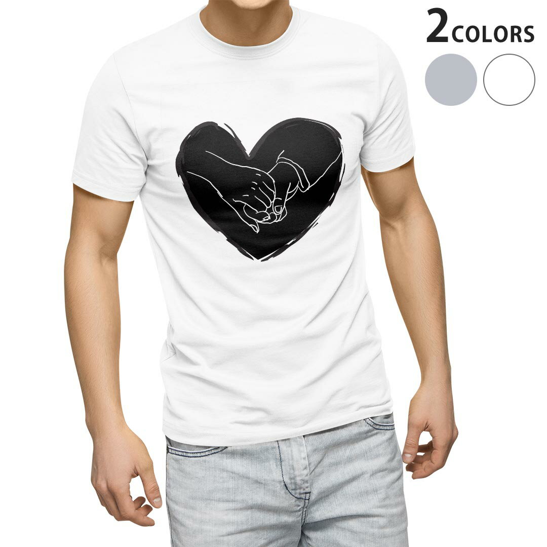 襯衫, T恤 - Tシャツ メンズ 半袖 ホワイト グレー デザイン S M L XL 2XL Tシャツ ティーシャツ T shirt 014810 ハート　手　白黒