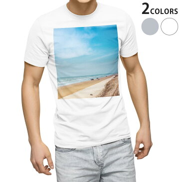 tシャツ メンズ 半袖 ホワイト グレー デザイン XS S M L XL 2XL Tシャツ ティーシャツ T shirt 014929 自然　景色　風景　海　夏