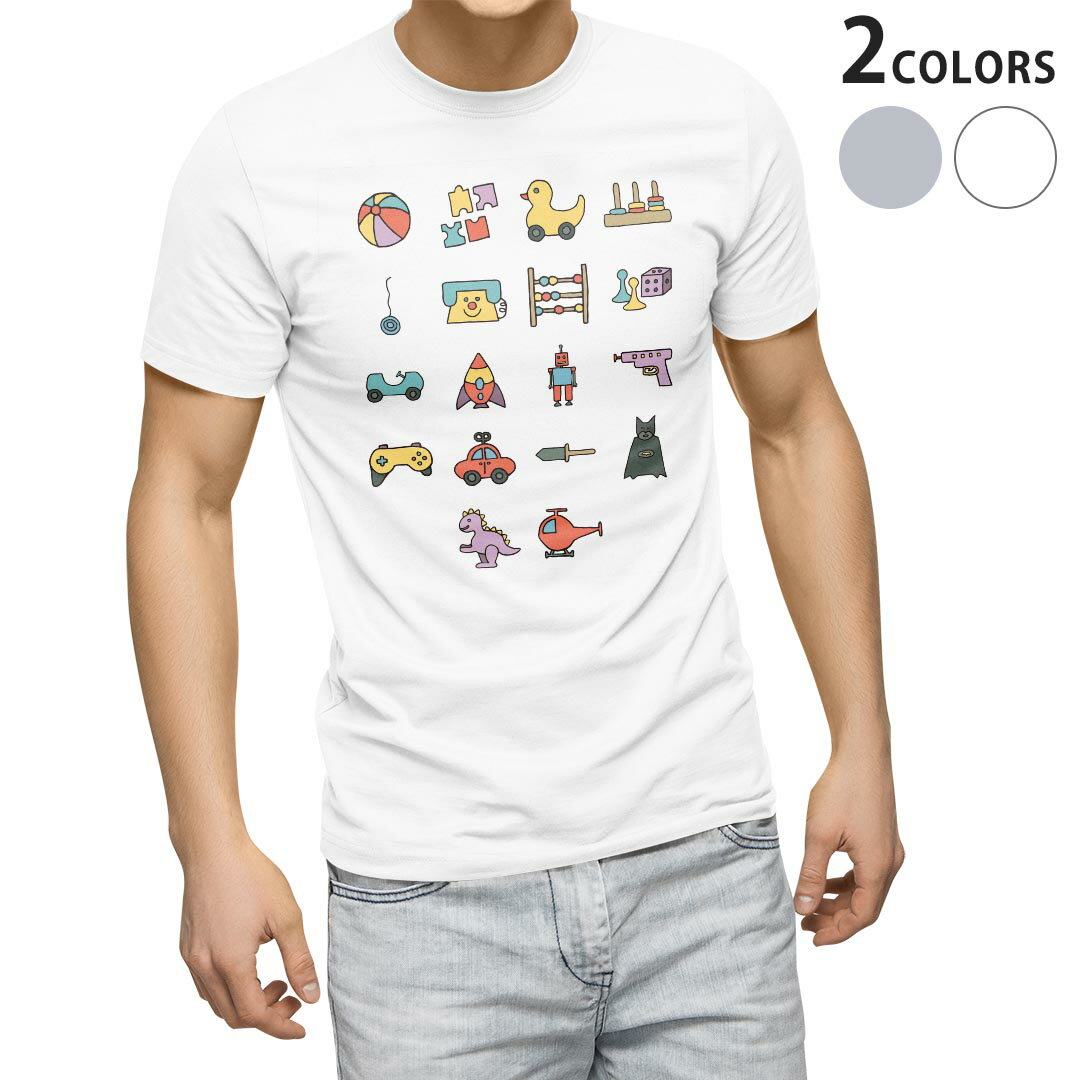 楽天kabeコレTシャツ メンズ 半袖 ホワイト グレー デザイン S M L XL 2XL Tシャツ ティーシャツ T shirt 014952 おもちゃ　アイコン　かわいい