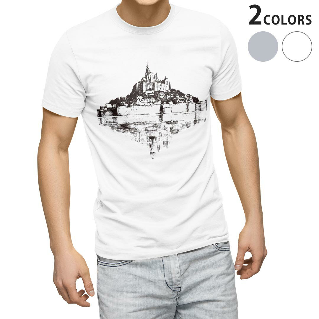 Tシャツ メンズ 半袖 ホワイト グレー デザイン S M L XL 2XL Tシャツ ティーシャツ T shirt 015276 城..