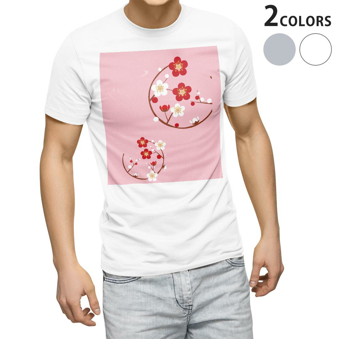 Other - Tシャツ メンズ 半袖 ホワイト グレー デザイン S M L XL 2XL Tシャツ ティーシャツ T shirt 015297 花　梅　桜　ピンク