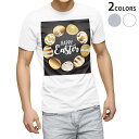 Tシャツ メンズ 半袖 ホワイト グレー デザイン S M L XL 2XL Tシャツ ティーシャツ T shirt 015303 イースター たまご うさぎ