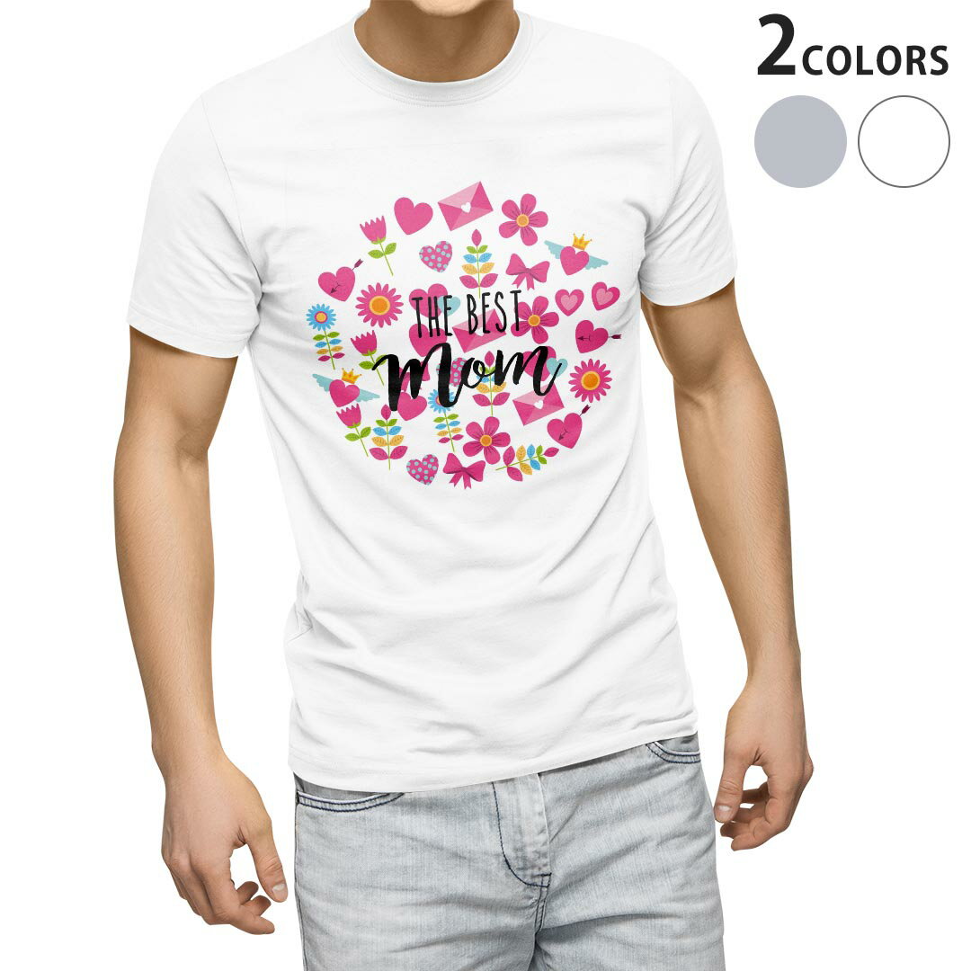 Tシャツ メンズ 半袖 ホワイト グレー デザイン S M L XL 2XL Tシャツ ティーシャツ T shirt 015820 母の日　ハート　花