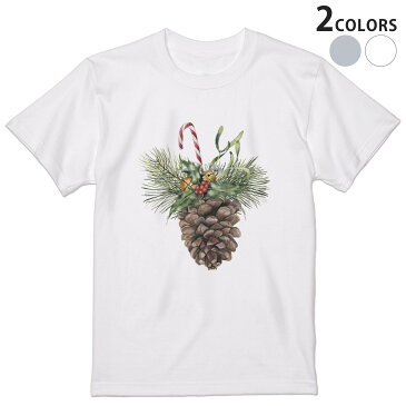 tシャツ メンズ 半袖 ホワイト グレー デザイン XS S M L XL 2XL Tシャツ ティーシャツ T shirt 015875 クリスマス　松ぼっくり　飾り