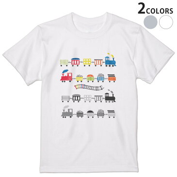 tシャツ メンズ 半袖 ホワイト グレー デザイン XS S M L XL 2XL Tシャツ ティーシャツ T shirt 015904 電車　乗り物　カラフル