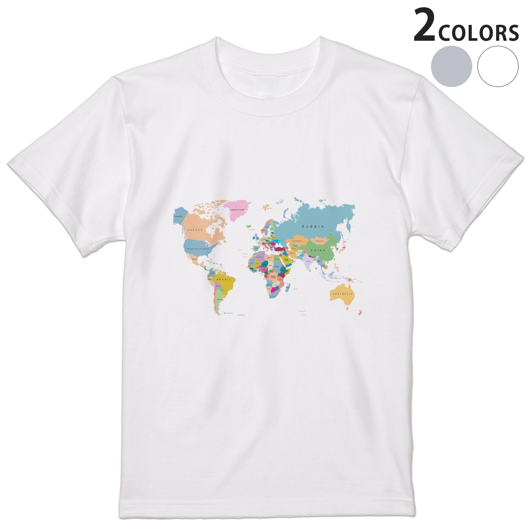 Tシャツ メンズ 半袖 ホワイト グレー デザイン S M L XL 2XL Tシャツ ティーシャツ T shirt 015948 世界地図　wordmap