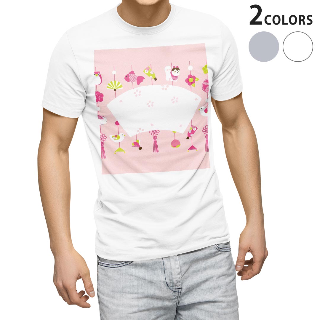 Tシャツ メンズ 半袖 ホワイト グレー デザイン S M L XL 2XL Tシャツ ティーシャツ T shirt 016203 桜 ひな祭り