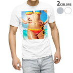 tシャツ メンズ 半袖 ホワイト グレー デザイン XS S M L XL 2XL Tシャツ ティーシャツ T shirt 016399 水着　女の人　夏