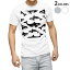Tシャツ メンズ 半袖 ホワイト グレー デザイン S M L XL 2XL Tシャツ ティーシャツ T shirt 016476 いるか　魚　シャチ