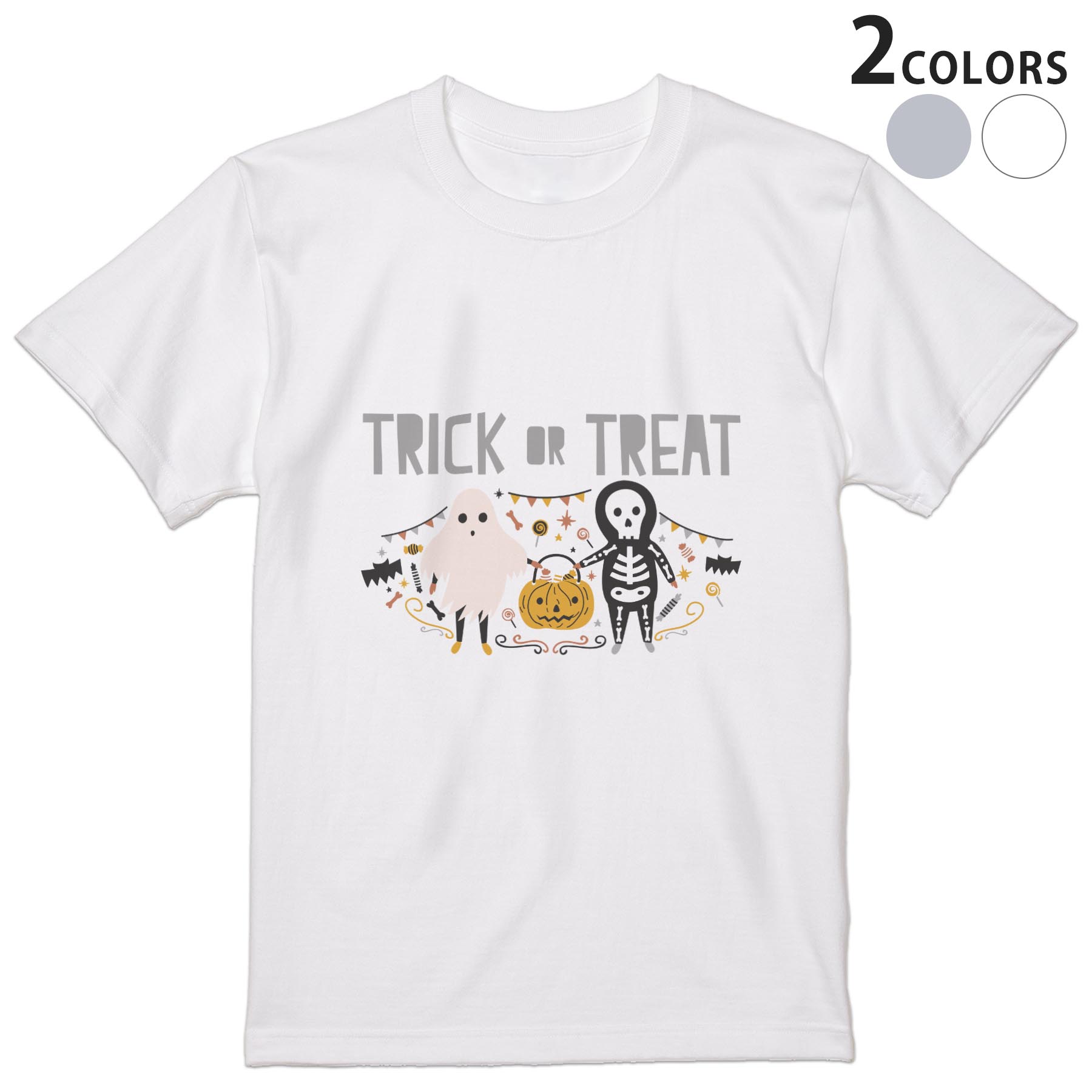 Other - Tシャツ メンズ 半袖 ホワイト グレー デザイン S M L XL 2XL Tシャツ ティーシャツ T shirt 017440 おばけ　ガイコツ　かわいい
