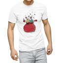 Tシャツ メンズ 半袖 ホワイト グレー デザイン S M L XL 2XL Tシャツ ティーシャツ T shirt 017683 プレゼント サンタ 赤