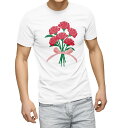 Tシャツ メンズ 半袖 ホワイト グレー デザイン S M L XL 2XL Tシャツ ティーシャツ T shirt 017801 カーネーション 母の日
