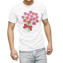 Tシャツ メンズ 半袖 ホワイト グレー デザイン S M L XL 2XL Tシャツ ティーシャツ T shirt 017802 カーネーション 母の日