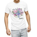 Tシャツ メンズ 半袖 ホワイト グレー デザイン S M L XL 2XL Tシャツ ティーシャツ T shirt 017811 梅雨 アジサイ 紫陽花
