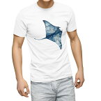 tシャツ メンズ 半袖 ホワイト グレー デザイン S M L XL 2XL Tシャツ ティーシャツ T shirt 017847 Underwater　マンタ　エイ　海の中