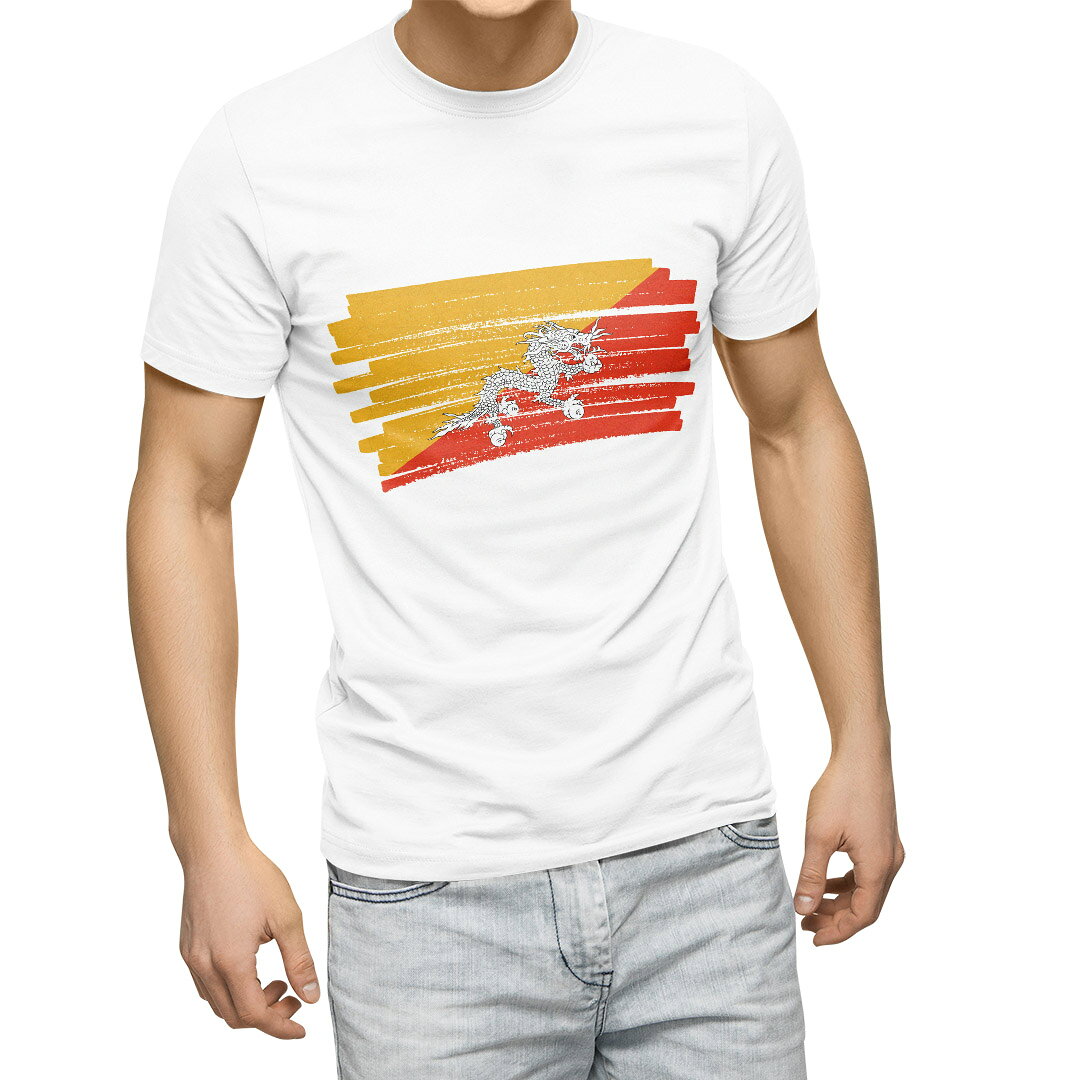 Tシャツ メンズ 半袖 ホワイト グレー デザイン S M L XL 2XL Tシャツ ティーシャツ T shirt 018400 bhutan ブータン