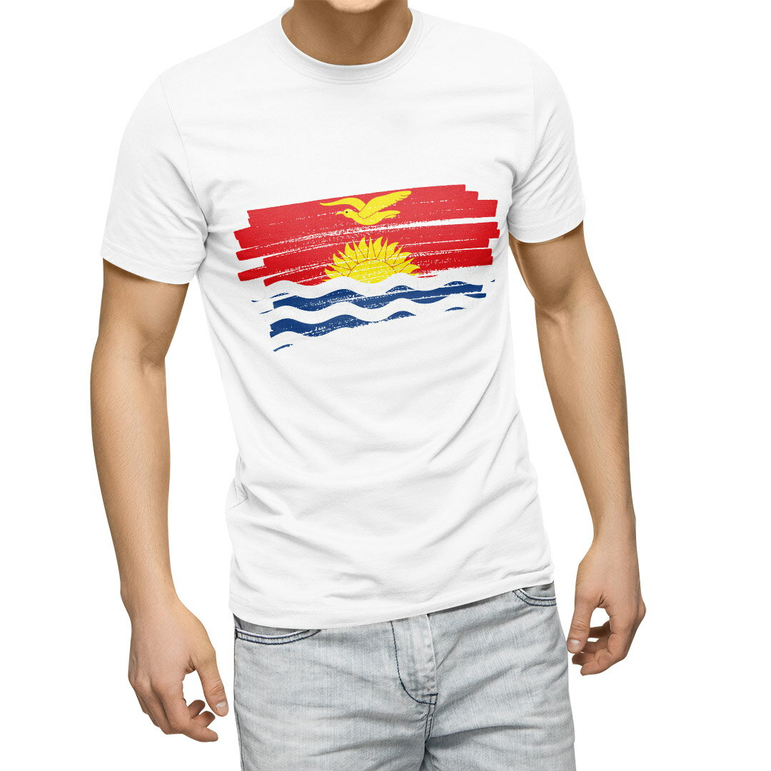 Tシャツ メンズ 半袖 ホワイト グレー デザイン S M L XL 2XL Tシャツ ティーシャツ T shirt 018482 kiribati キリバス
