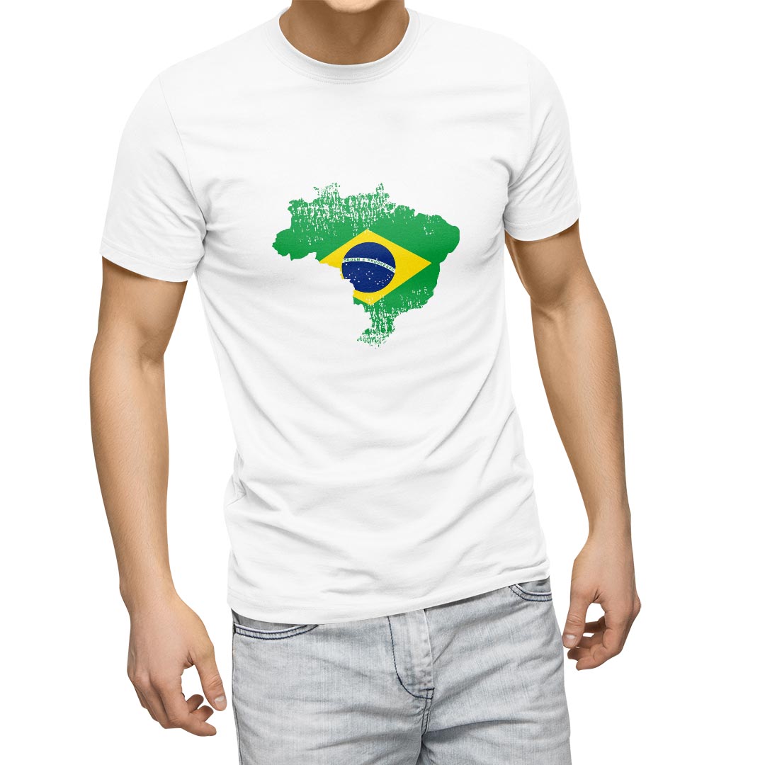Tシャツ メンズ 半袖 ホワイト グレー デザイン S M L XL 2XL Tシャツ ティーシャツ T shirt 018782 brazil ブラジル