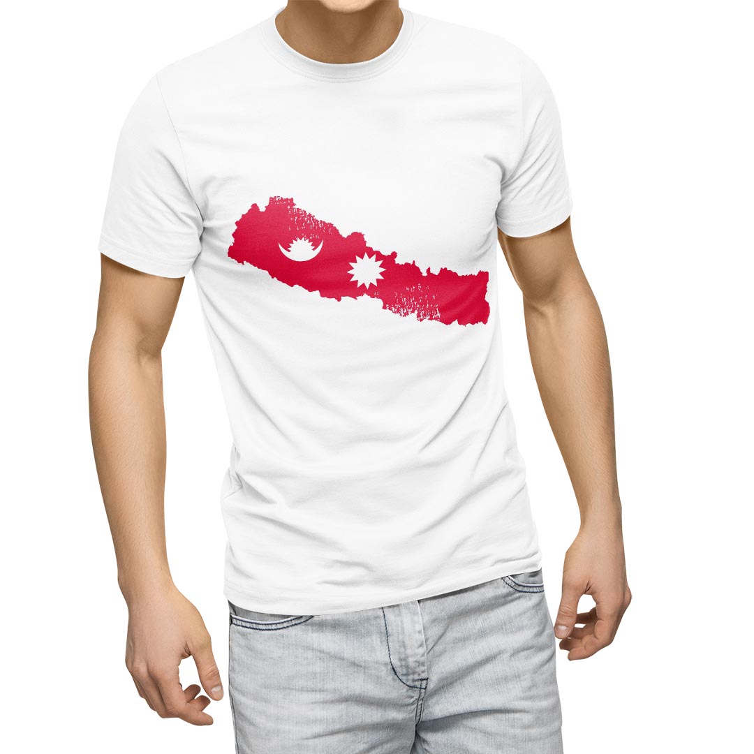 Shirts, T-Shirts - Tシャツ メンズ 半袖 ホワイト グレー デザイン S M L XL 2XL Tシャツ ティーシャツ T shirt 018898 nepal ネパール
