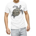 Tシャツ メンズ 半袖 ホワイト グレー デザイン S M L XL 2XL Tシャツ ティーシャツ T shirt 019004 カメ 亀