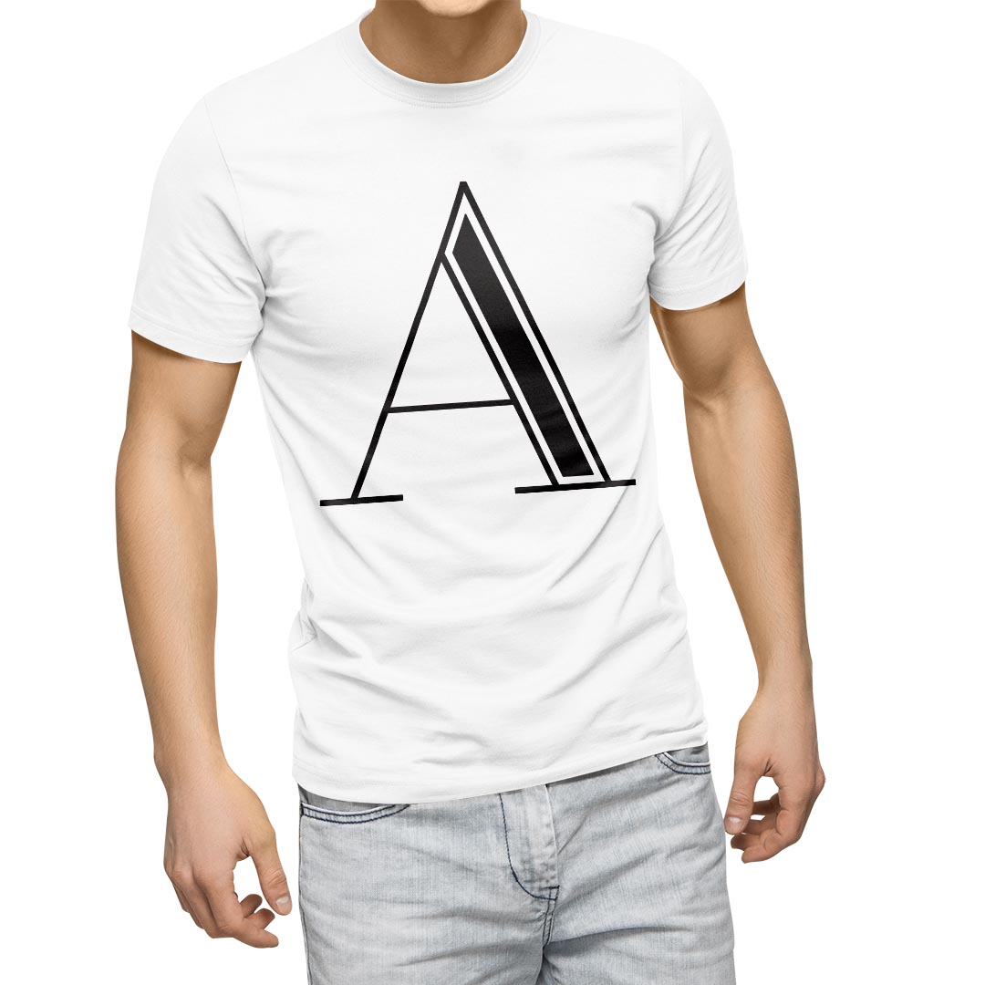Tシャツ メンズ 半袖 ホワイト グレー デザイン S M L XL 2XL Tシャツ ティーシャツ T shirt 019342 文字 a アルファベット(4.0)