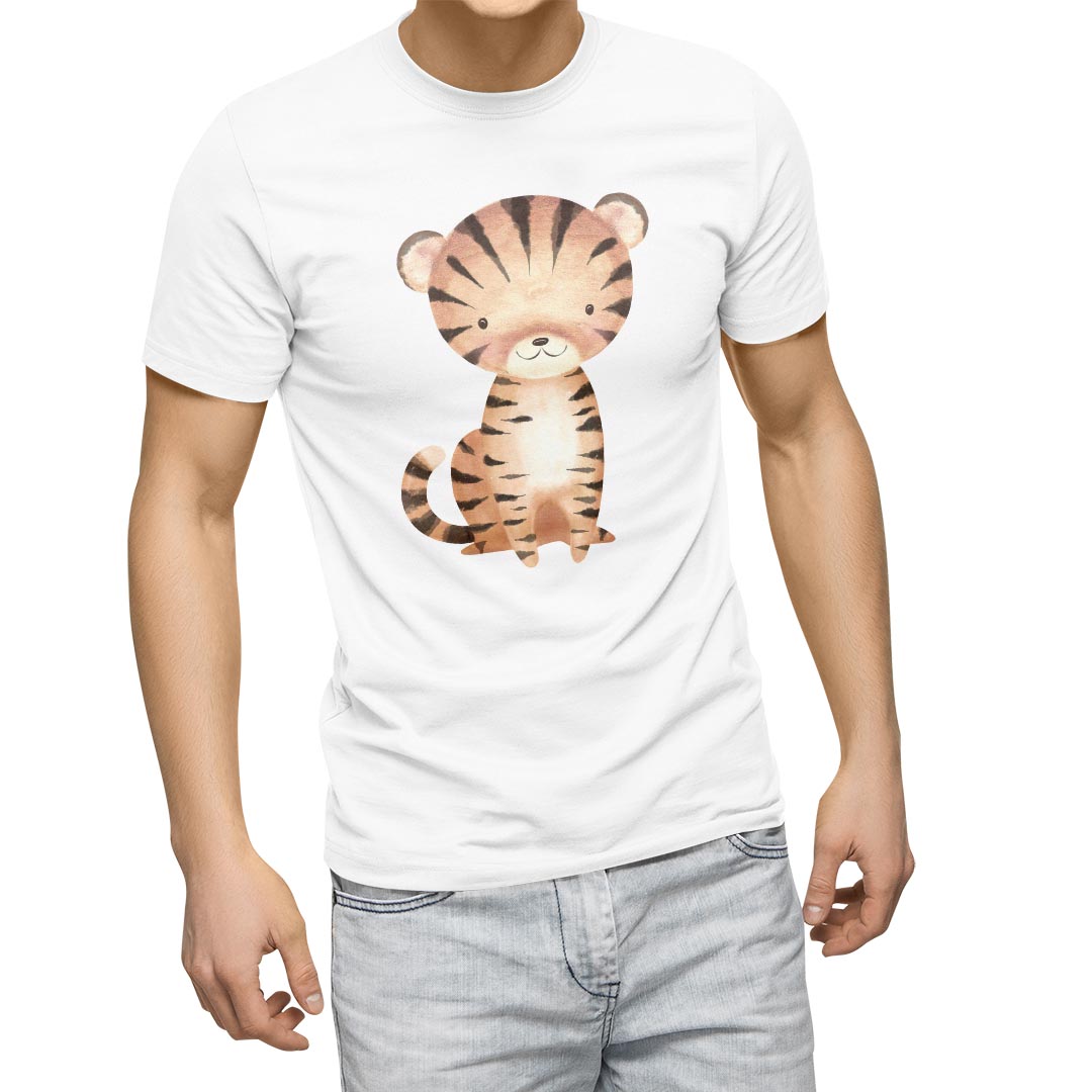 Shirts, T-Shirts - Tシャツ メンズ 半袖 ホワイト グレー デザイン S M L XL 2XL Tシャツ ティーシャツ T shirt 019786 動物 かわいい トラ