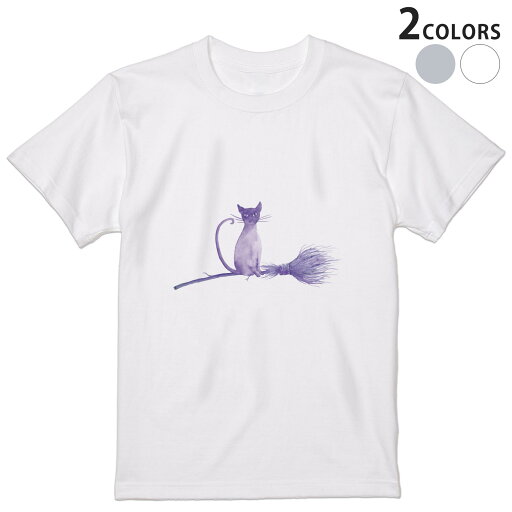 Tシャツ メンズ 半袖 ホワイト グレー デザイン S M L XL 2XL Tシャツ ティーシャツ T shirt 019820 ハロウィン 猫 紫
