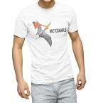 Tシャツ メンズ 半袖 ホワイト グレー デザイン S M L XL 2XL Tシャツ ティーシャツ T shirt 019821 恐竜 Nyctosaurus ニクトサウルス