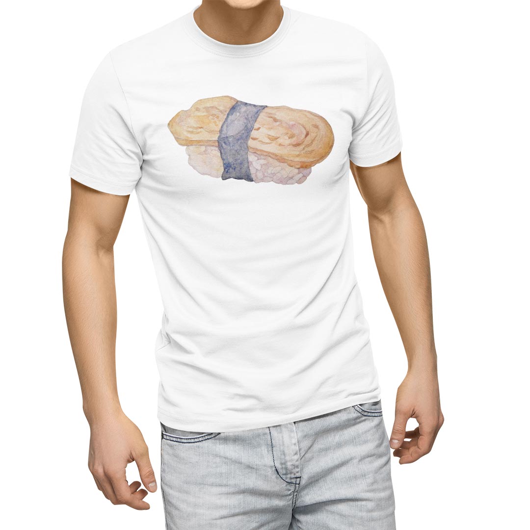 Tシャツ メンズ 半袖 ホワイト グレー デザイン S M L XL 2XL Tシャツ ティーシャツ T shirt 019866 お寿司 Sushi ご飯
