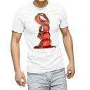 Tシャツ メンズ 半袖 ホワイト 無地 デザイン M ティーシャツ T shirt 001061 チョコレート イチゴ