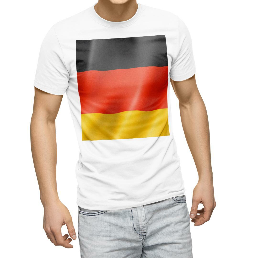 Tシャツ メンズ 半袖 ホワイト 無地 デザイン M ティーシャツ T shirt 001183 ドイツ 国旗