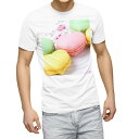 Tシャツ メンズ 半袖 ホワイト 無地 デザイン M ティーシャツ T shirt 002672 マカロン カラフル 写真