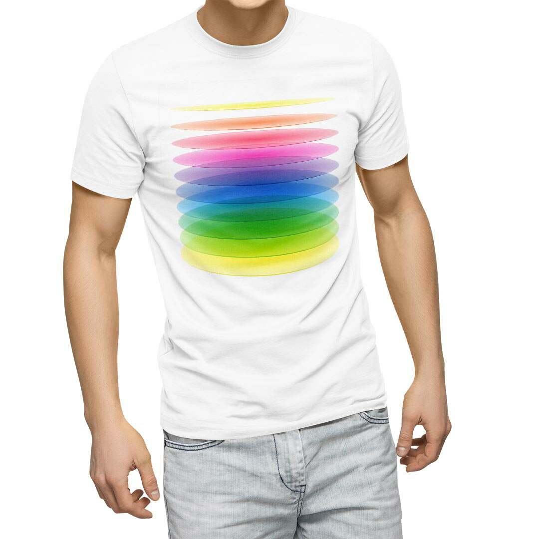 Tシャツ メンズ 半袖 ホワイト 無地 デザイン M ティーシャツ T shirt 003473 シンプル　カラフル