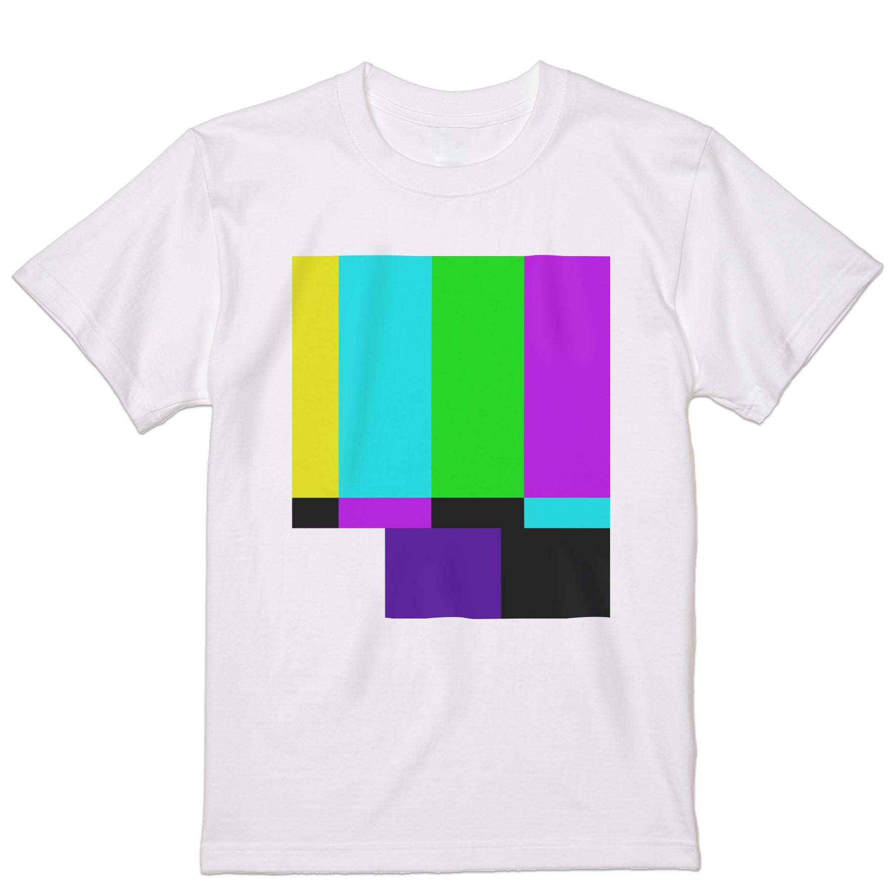 楽天kabeコレTシャツ メンズ 半袖 ホワイト 無地 デザイン M ティーシャツ T shirt 023808 テレビエラー　カラーバー